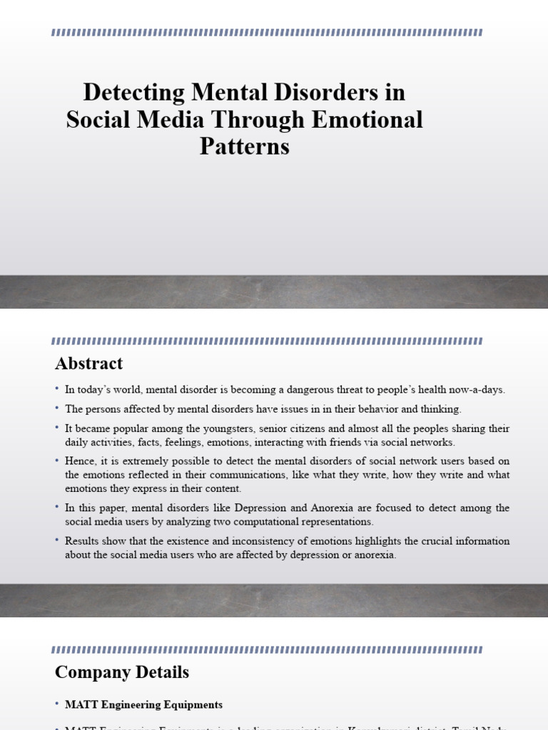 Machine Learning Based Mental Disorder Detection Through Emotions | PDF ...