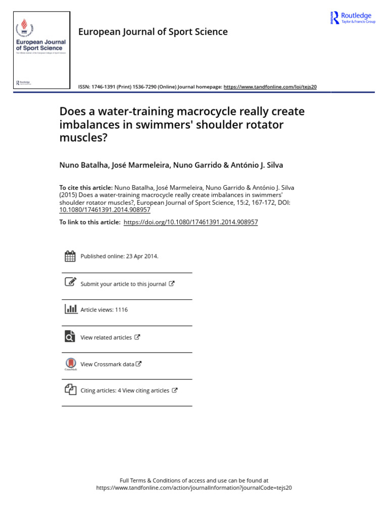 Does A Water Training Macrocycle Really Create Imbalances in Swimmers ...