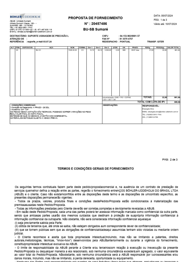 Proposta de Fornecimento ABUB Sumaré | PDF | Propriedade intelectual ...