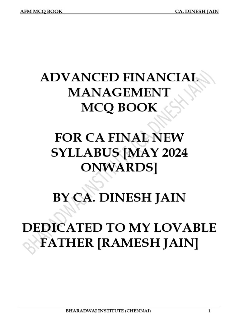 AFM MCQ Book for CA Final by Dinesh Jain | PDF | Net Present Value ...