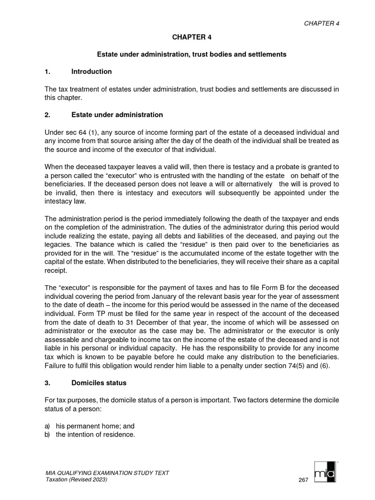 Chapter 4 Estate, Trust and Settlement | PDF | Taxes | Tax Deduction