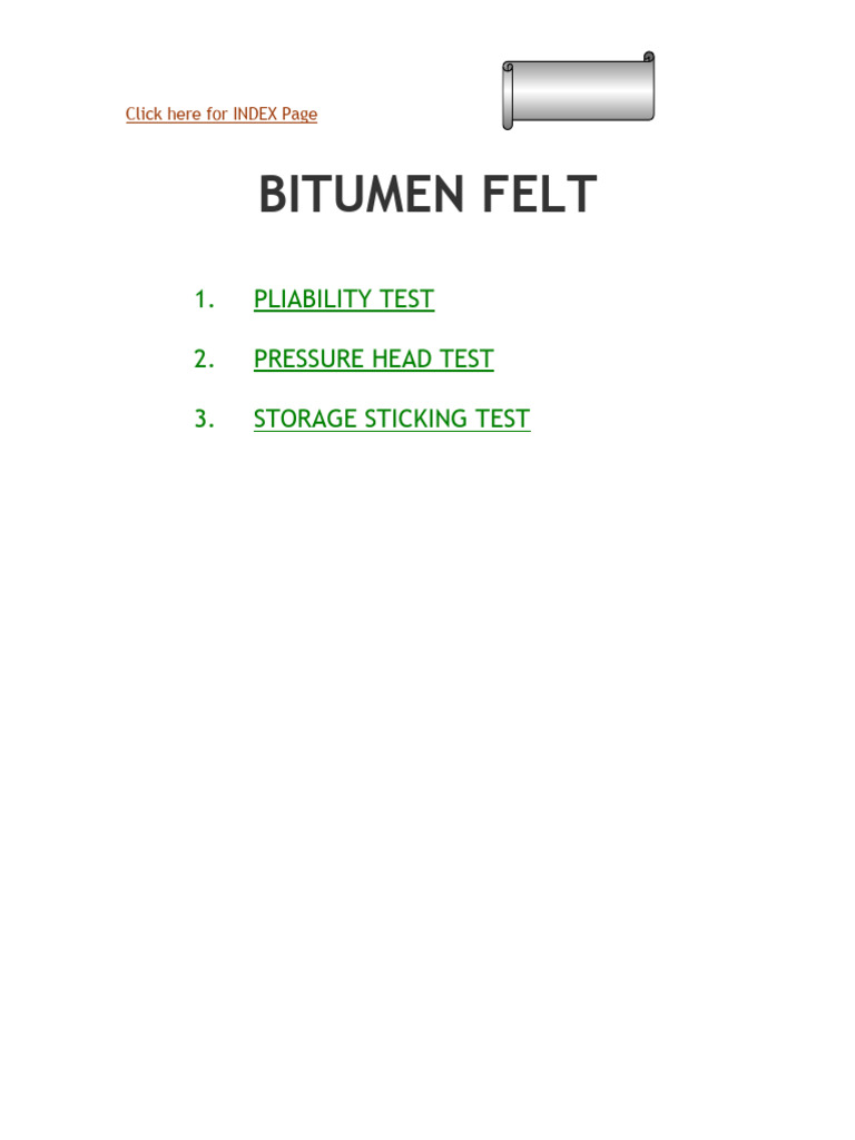 Bitumen Felt Testing Procedures | PDF