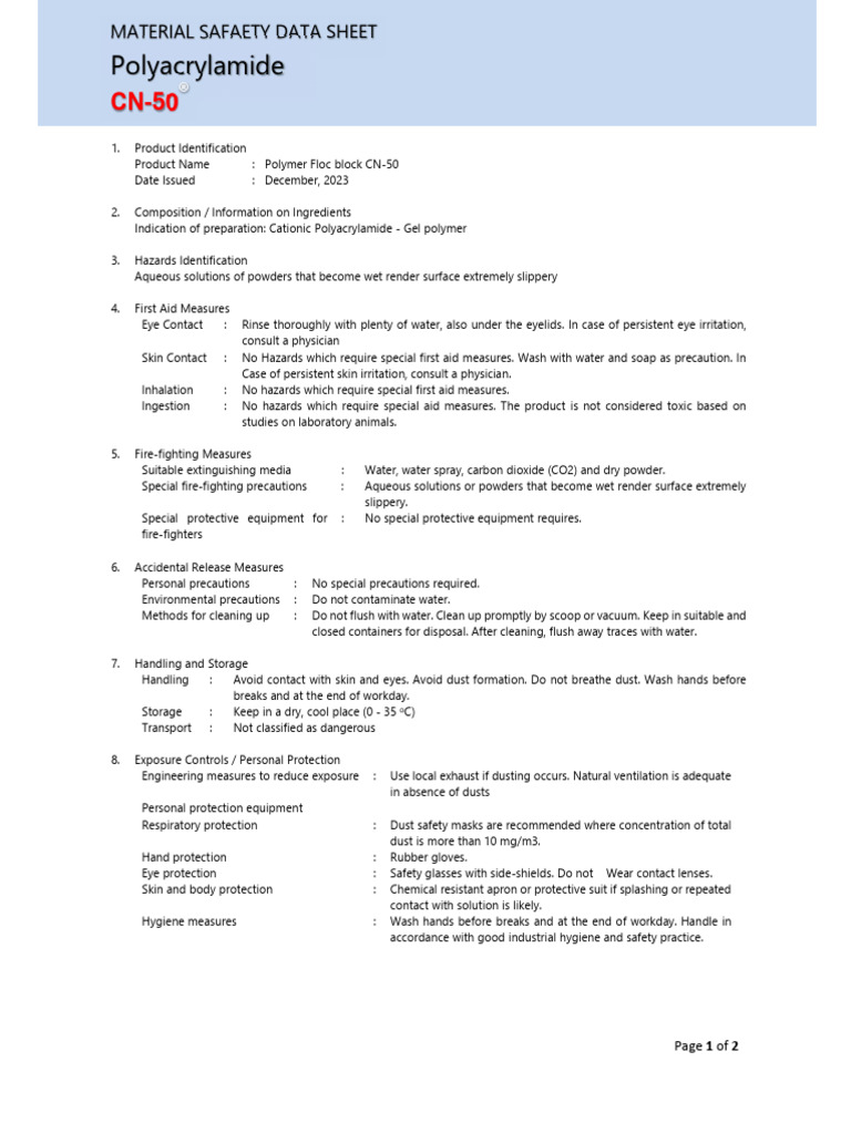MSDS-CN-50 | Download Free PDF | Toxicity | Water