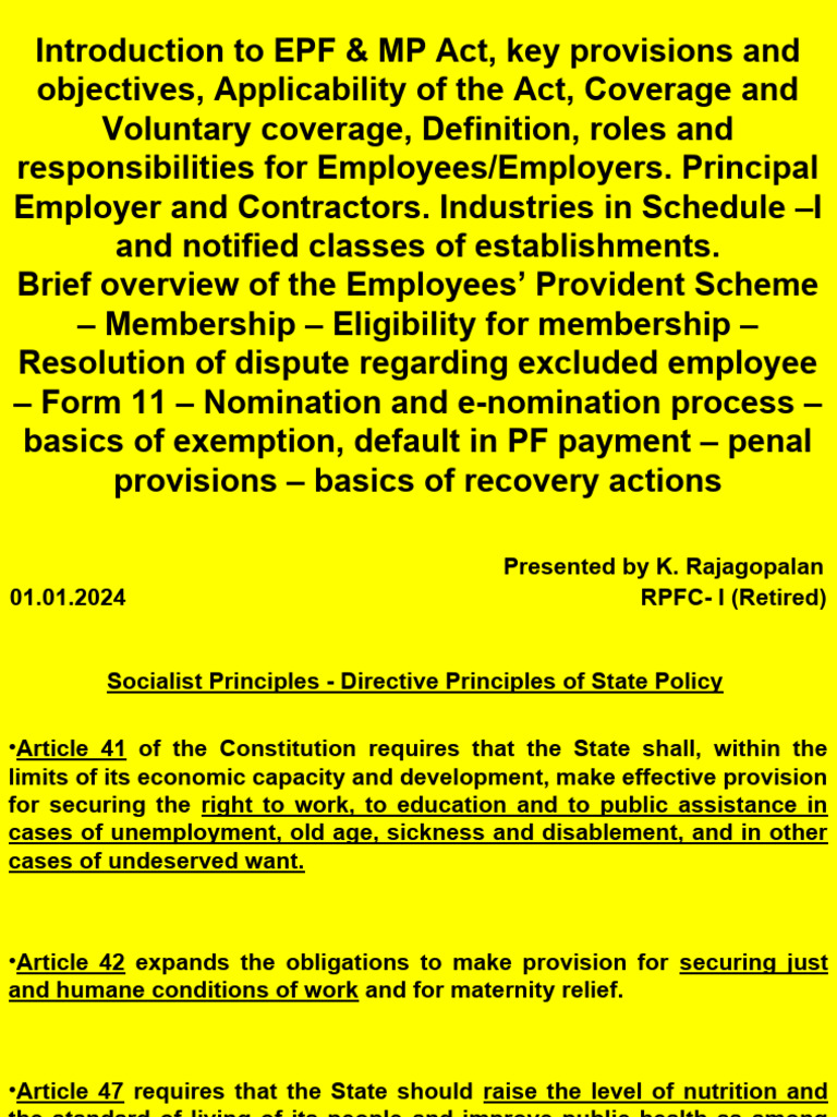 01.01.2024 - Introduction and Brief Overview of The EPF Act Etc. | PDF ...