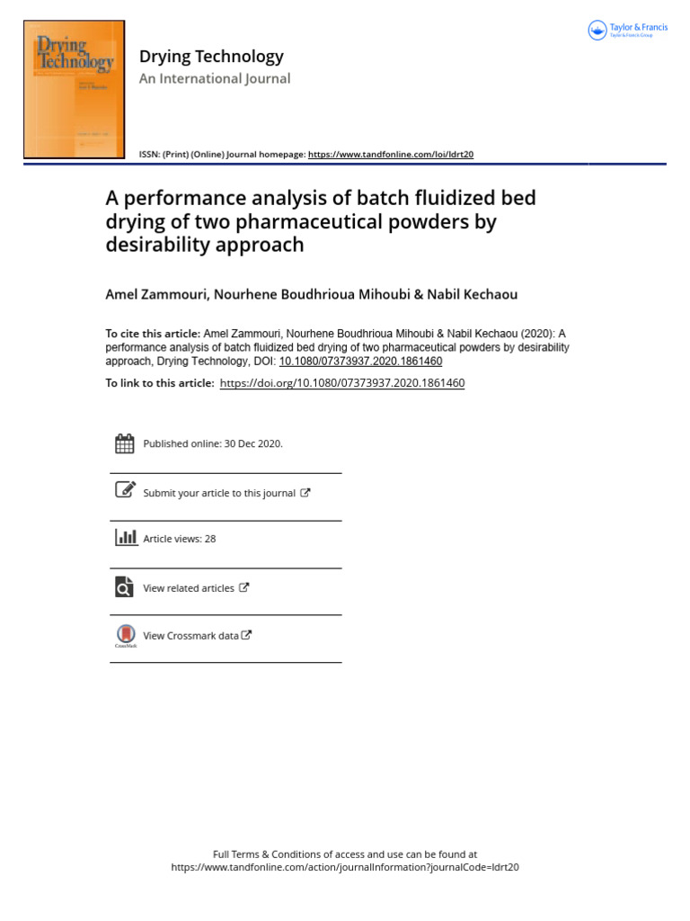 Batch Fluidized Bed Drying Optimization | PDF | Gases | Mathematical ...