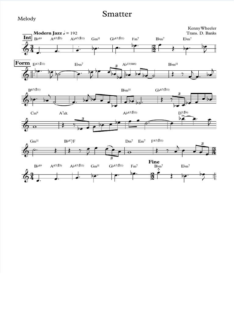Dokumen - Tips - Smatter Kenny Wheeler Leadsheet | PDF