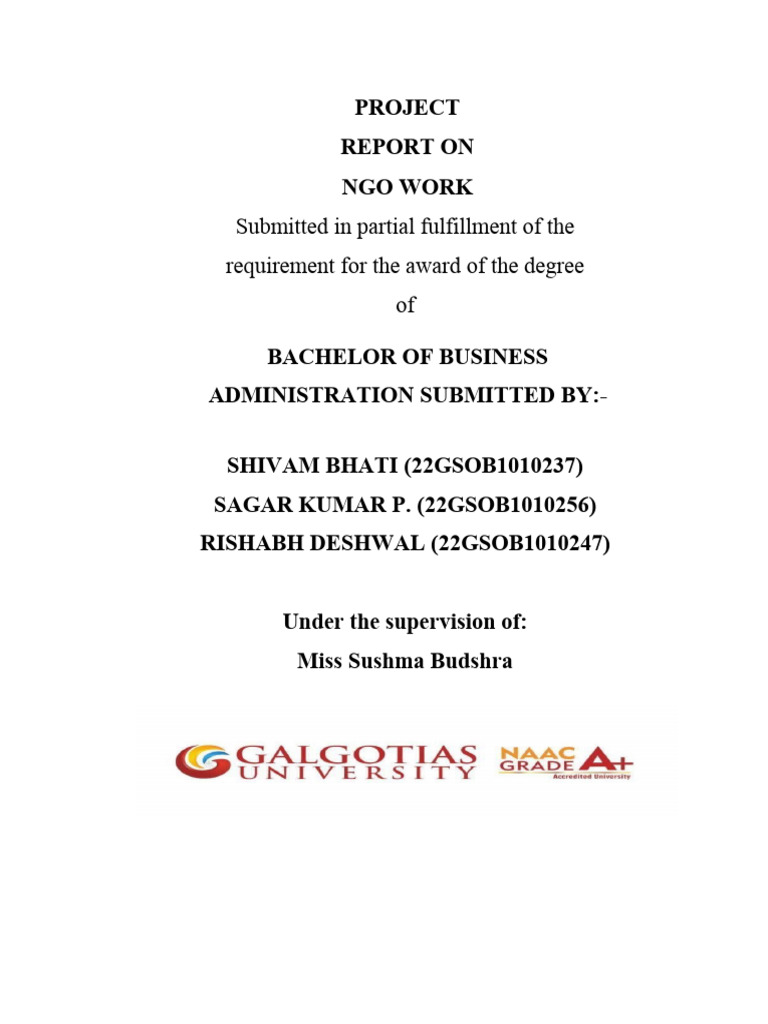 NGO Project Report: Human Touch | PDF | Non Governmental Organization ...