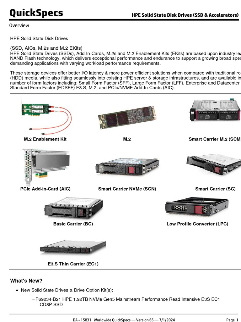 HPE Solid State Disk Drives (SSD & Accelerators) | PDF | Solid State ...