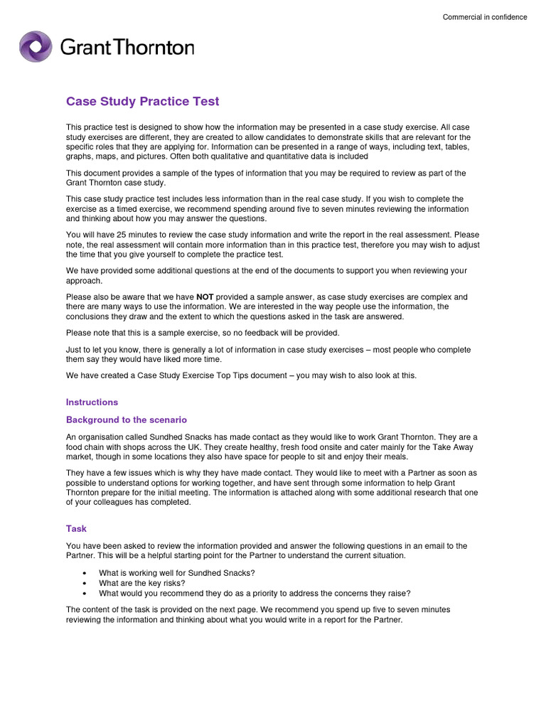 Grant Thornton Case Study Practice Test | PDF | Veganism | Vegetarianism