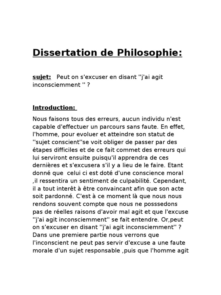 Sujet Corrigé Sur La Conscience Et Linconscient Pdf Philoo Cindyy | PDF | Conscience | Inconscient