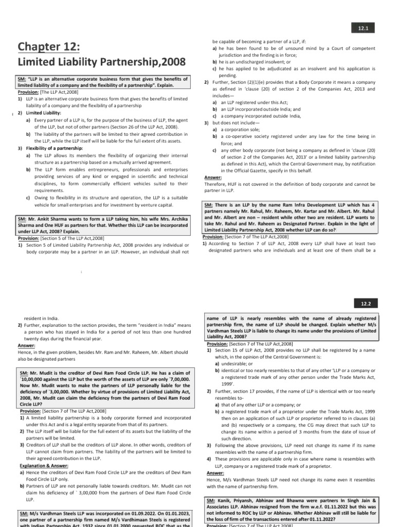 LLP Liability and Governance Explained | PDF | Limited Liability ...