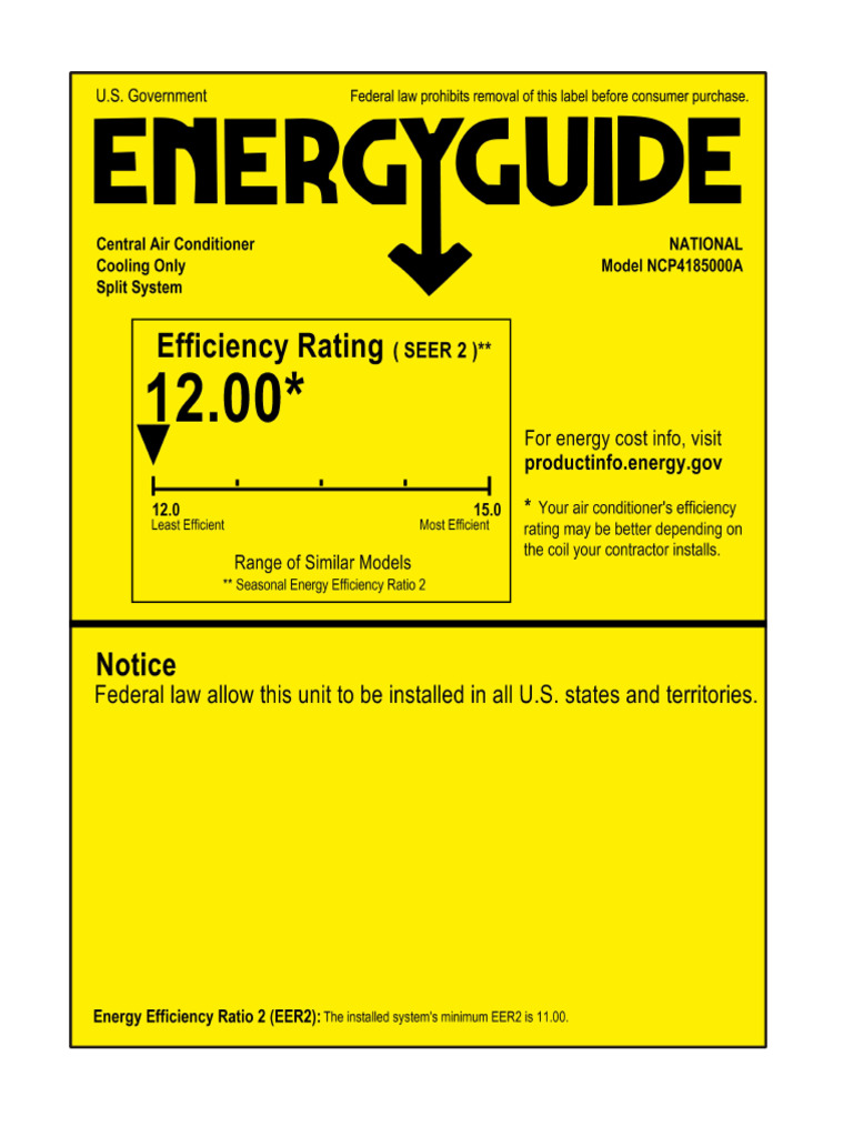 NCP EnergyGuide Label | PDF