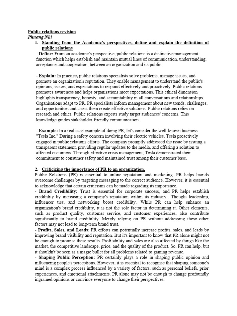 Public Relations Revision | PDF | Public Relations | Brand