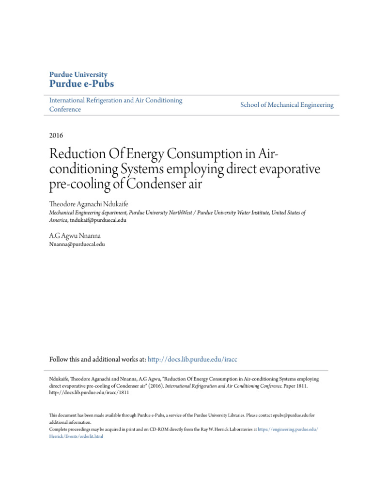 Energy Savings in AC Systems via Evaporative Cooling | PDF | Air ...