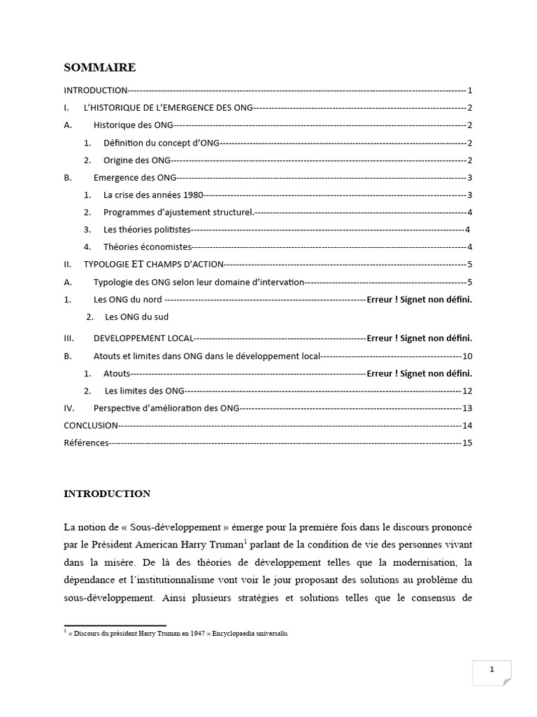 Impact des ONG sur le développement mondial | PDF | Économie