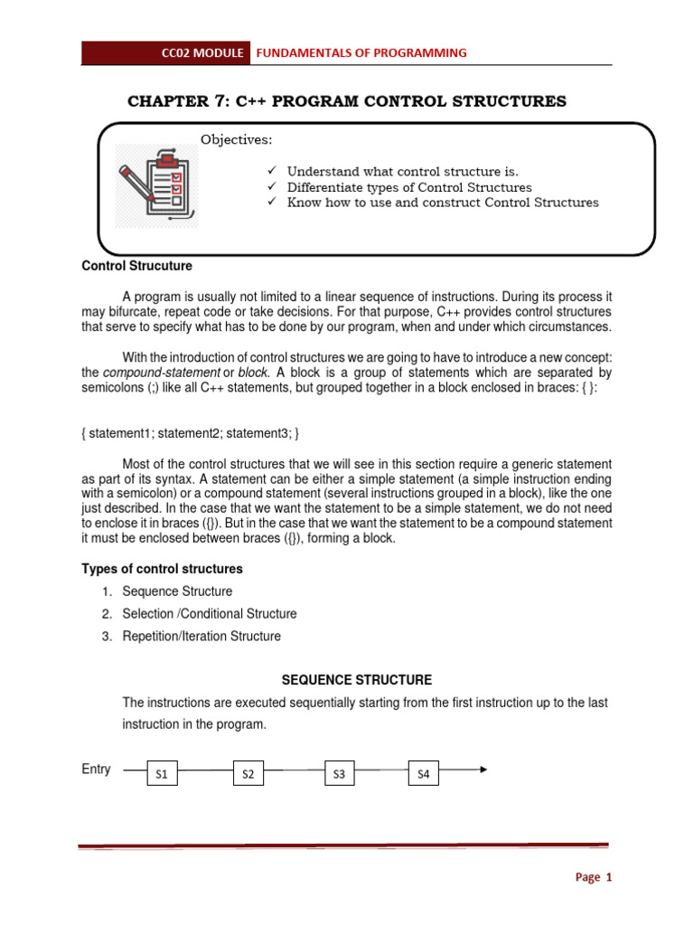 Chapter 7 C++ Program Control Structures | PDF | Control Flow | C++