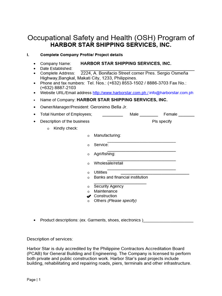 Template OSHprogram Asof 290119 | PDF | Occupational Safety And Health ...