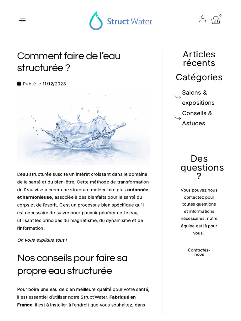 Comment créer de l'eau structurée ? PDF Eau Système lymphatique — free download