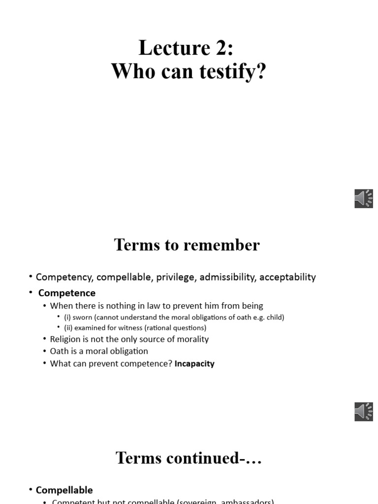 Lec 2, Who Can Testify | PDF | Witness | Common Law