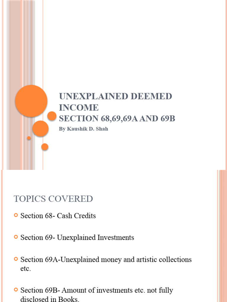 Unexplained Deemed Income Section 68,69,69A and 69B | PDF | Money | Loans