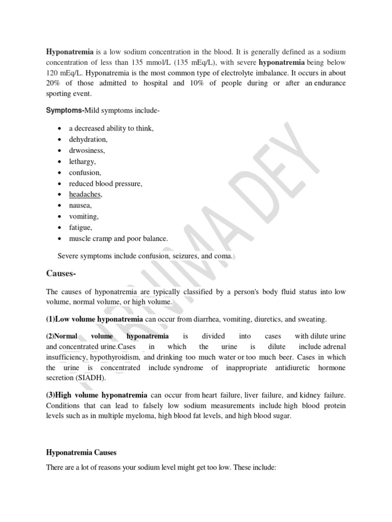 Hyponatremia PDF Diseases And Disorders Clinical Medicine