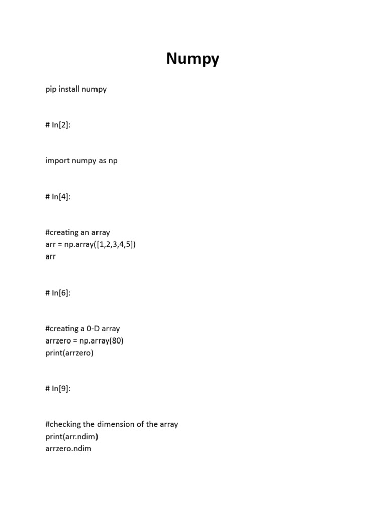 Numpy Data Structures