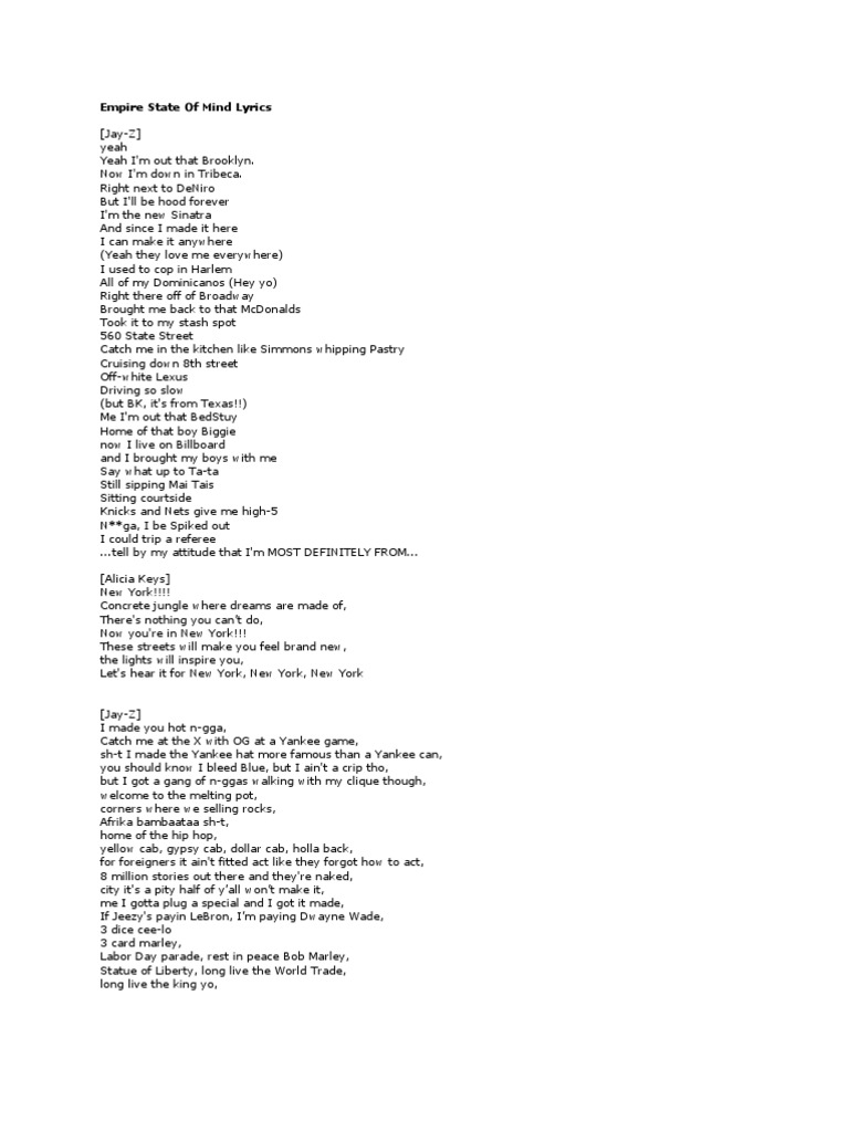 Empire State Of Mind Lyrics Hip Hop Leisure