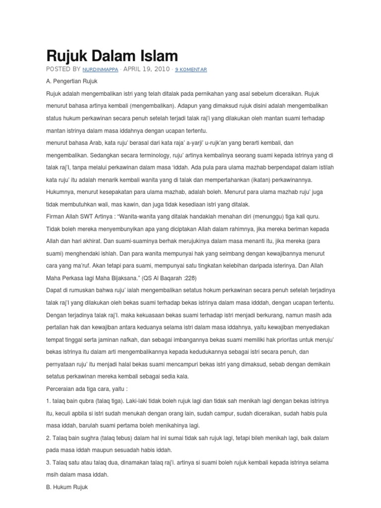 Rujuk Dalam Islam | PDF | Agama & Spiritualitas