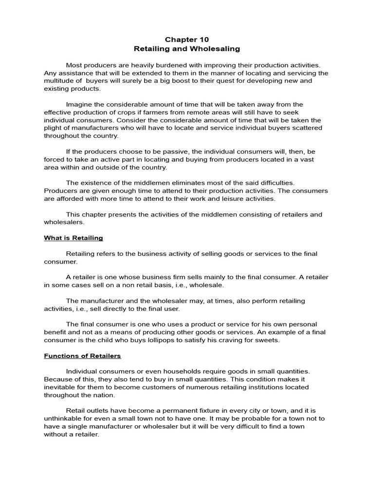 Retailing And Wholesaling Explained Pdf Franchising Retail