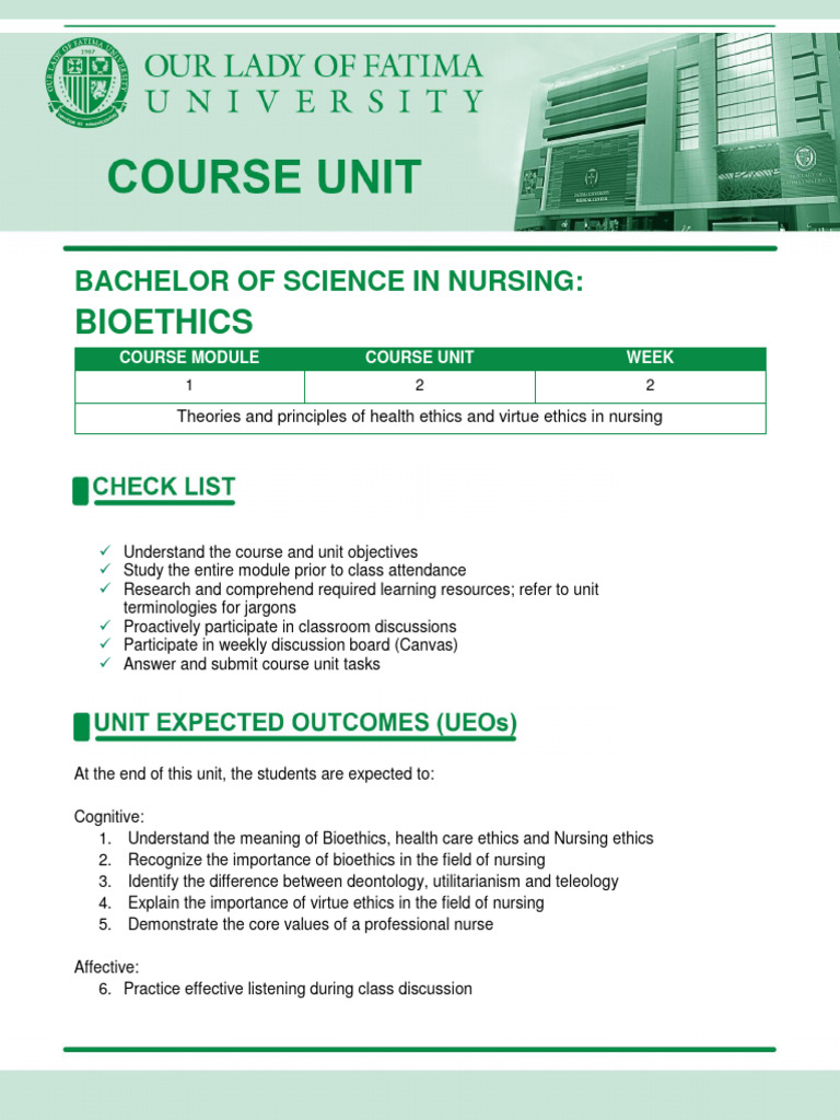 Course Unit 2 Theories and Principles of Health Ethics and Virtue ...