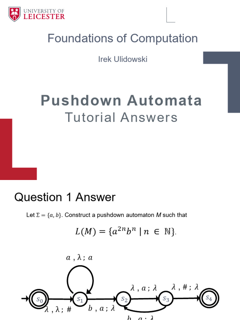 5 PDA Tutorial Answers | PDF | Models Of Computation | Formal Methods
