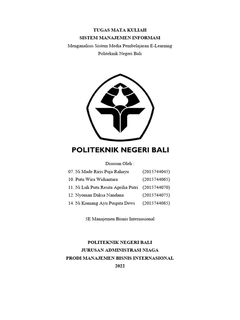 Analisis E-Learning di Politeknik Bali | PDF