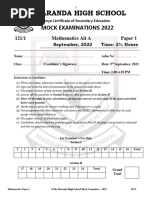 Mathematics P1 QS Maranda High School Mock 2022
