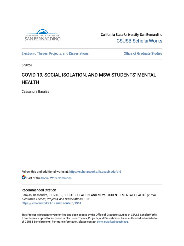 COVID-19 Impact on MSW Students' Mental Health | PDF | Mental Health ...