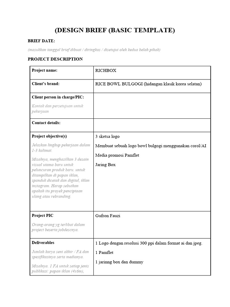 Design Brief Richbox | PDF