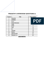 Prasath'S Interview Questions &: Content Title Page Number