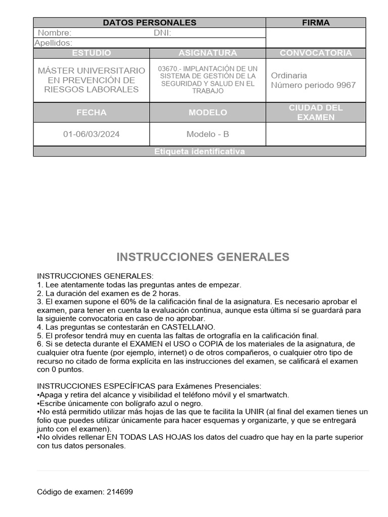 Examen implantacion de un sistema unir pdf auditor a business