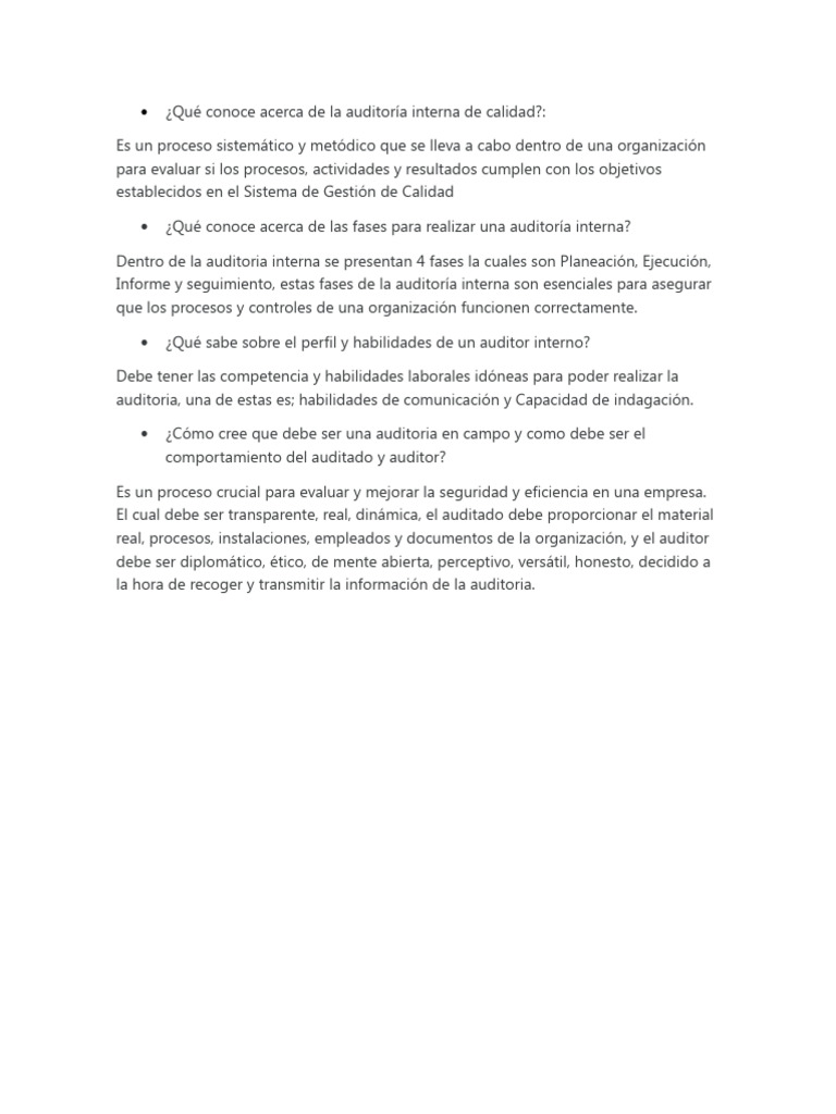 Fases y Habilidades en Auditoría Interna | PDF | Crecimiento personal y ...