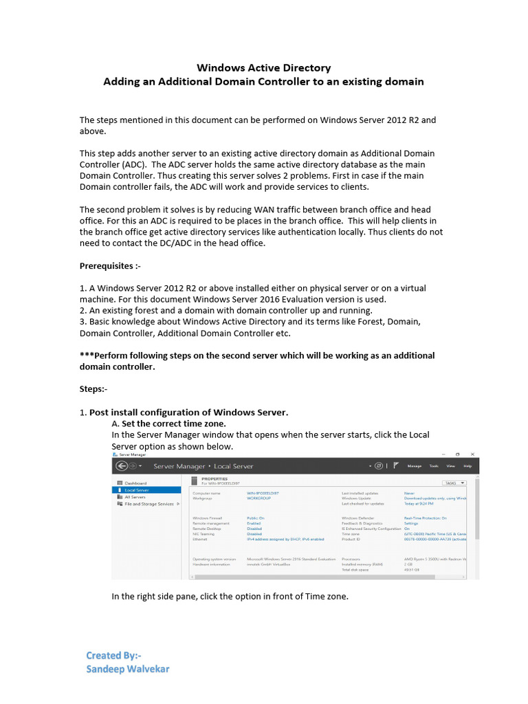 Add Domain Controller in Windows AD | PDF | Active Directory | Ip Address