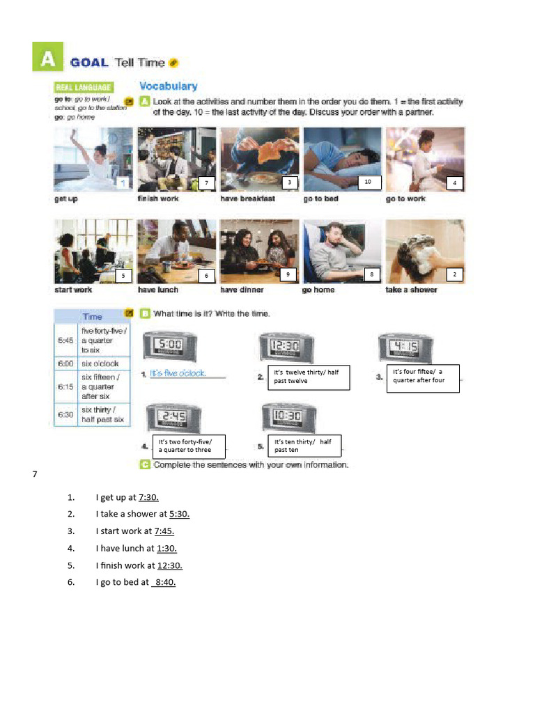 Daily Routines and Time Expressions | PDF | Language Arts & Discipline