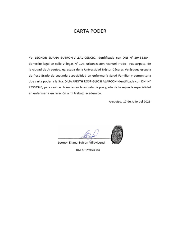 Carta Poder para Trámites Académicos | PDF