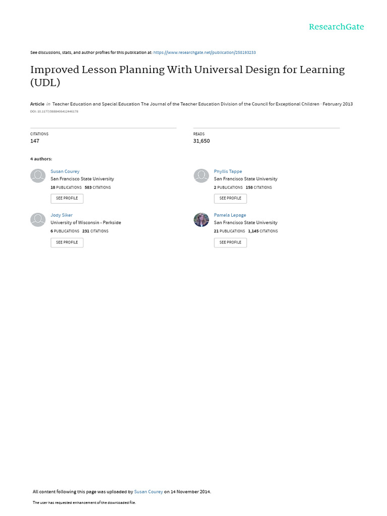 Improved Lesson Planning With Universal Design For | PDF | Lesson Plan ...