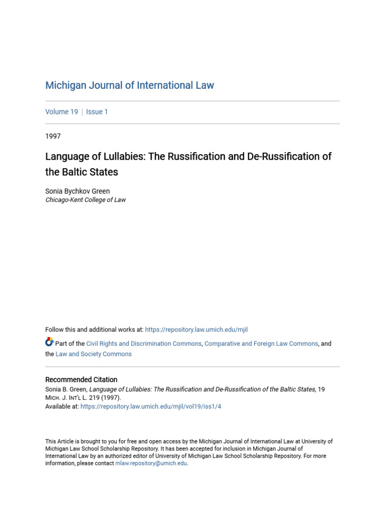 Language of Lullabies The Russification and De-Russification of | PDF ...