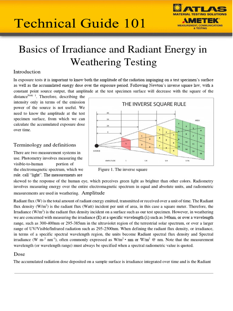 101 - Basics of Irradiance in Weathering Testing 2018 | PDF ...