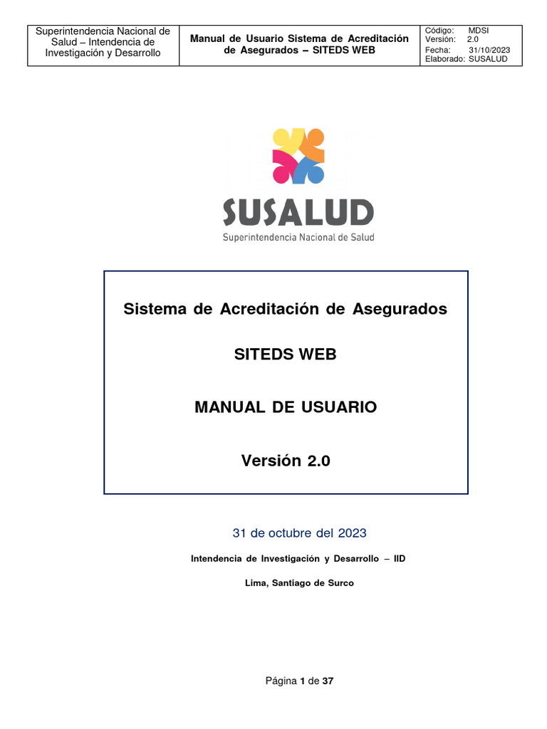 Manual de Usuario SITEDS WEB 2.0 | PDF | Ventana (informática ...