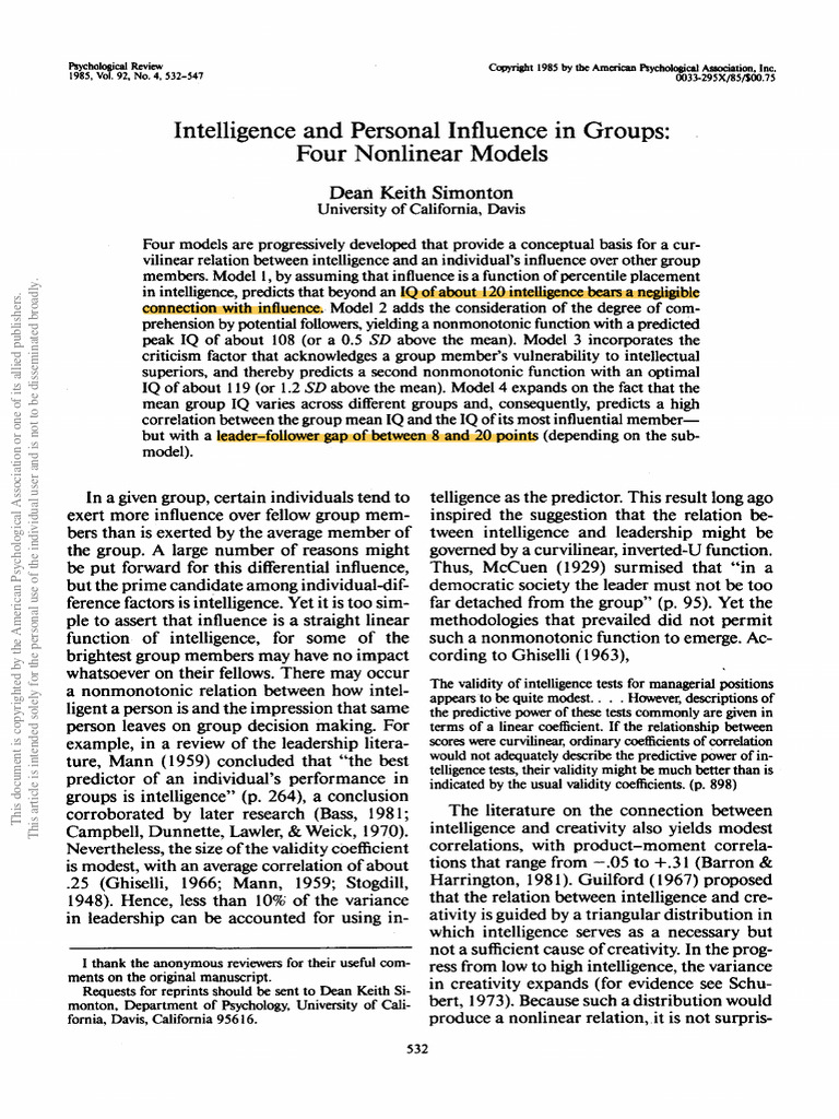 Simon Ton 1985 | PDF | Intelligence Quotient | Intelligence