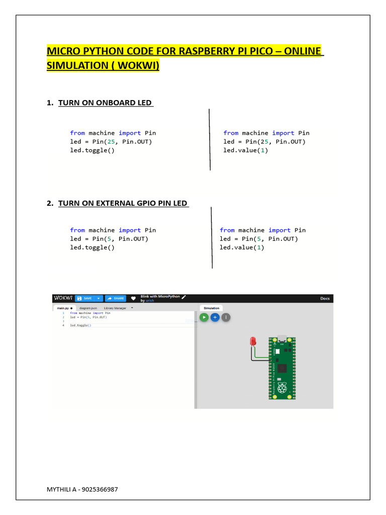 MICRO PYTHON CODE FOR RASPBERRY PI PICO | PDF | Electrical Circuits ...