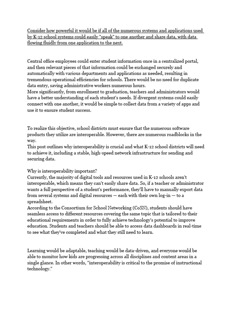 Data Interoperability Is Critical For K 12 Pdf Interoperability