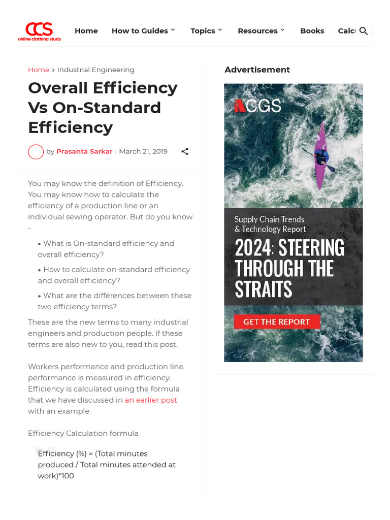 Overall Efficiency Vs On-Standard Efficiency | PDF | Clothing