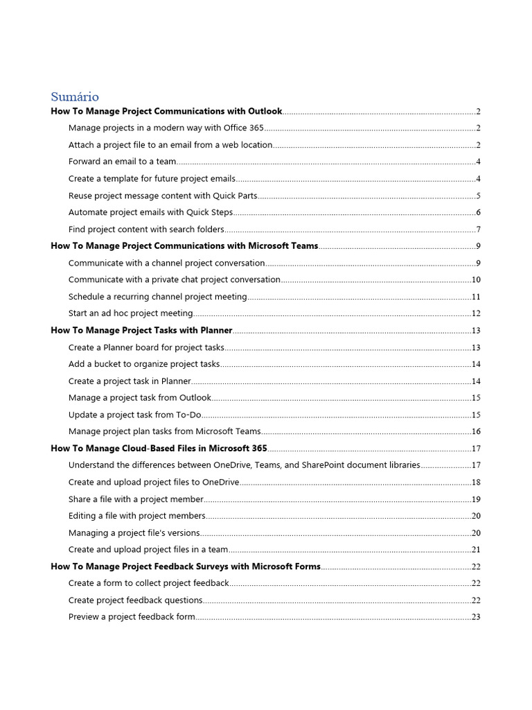Project Management with Outlook 365 | PDF | Microsoft Outlook ...